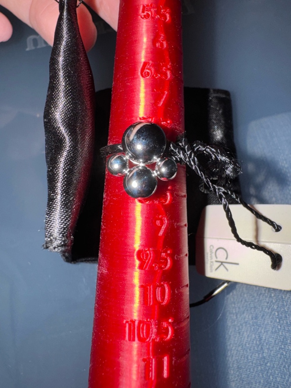 Calvin Klein Polished Silver Cluster Sphere Ring Fidget Ring